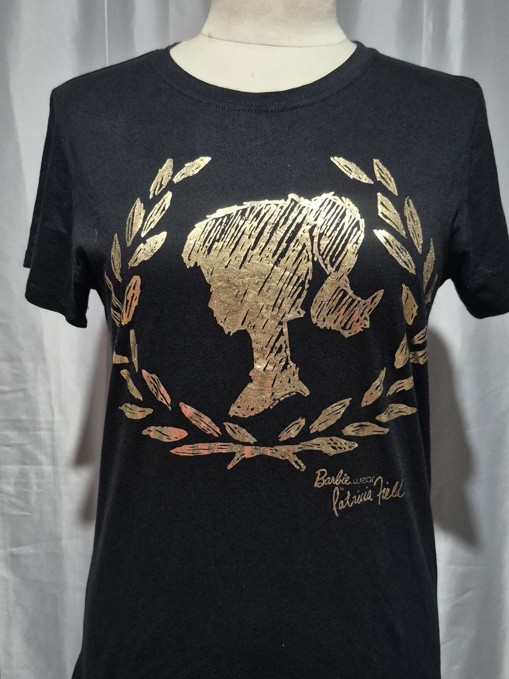 Barbie Black Tee with Metallic Gold Silhouette